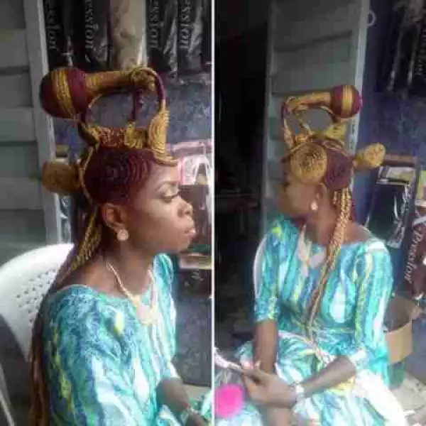 LOL!!! A Lady’s “Sewing Machine” Hairstyle Goes Viral (Photos)